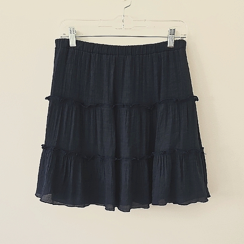 Navy Blue Tiered Mini‎ Skirt Gauze Size Medium